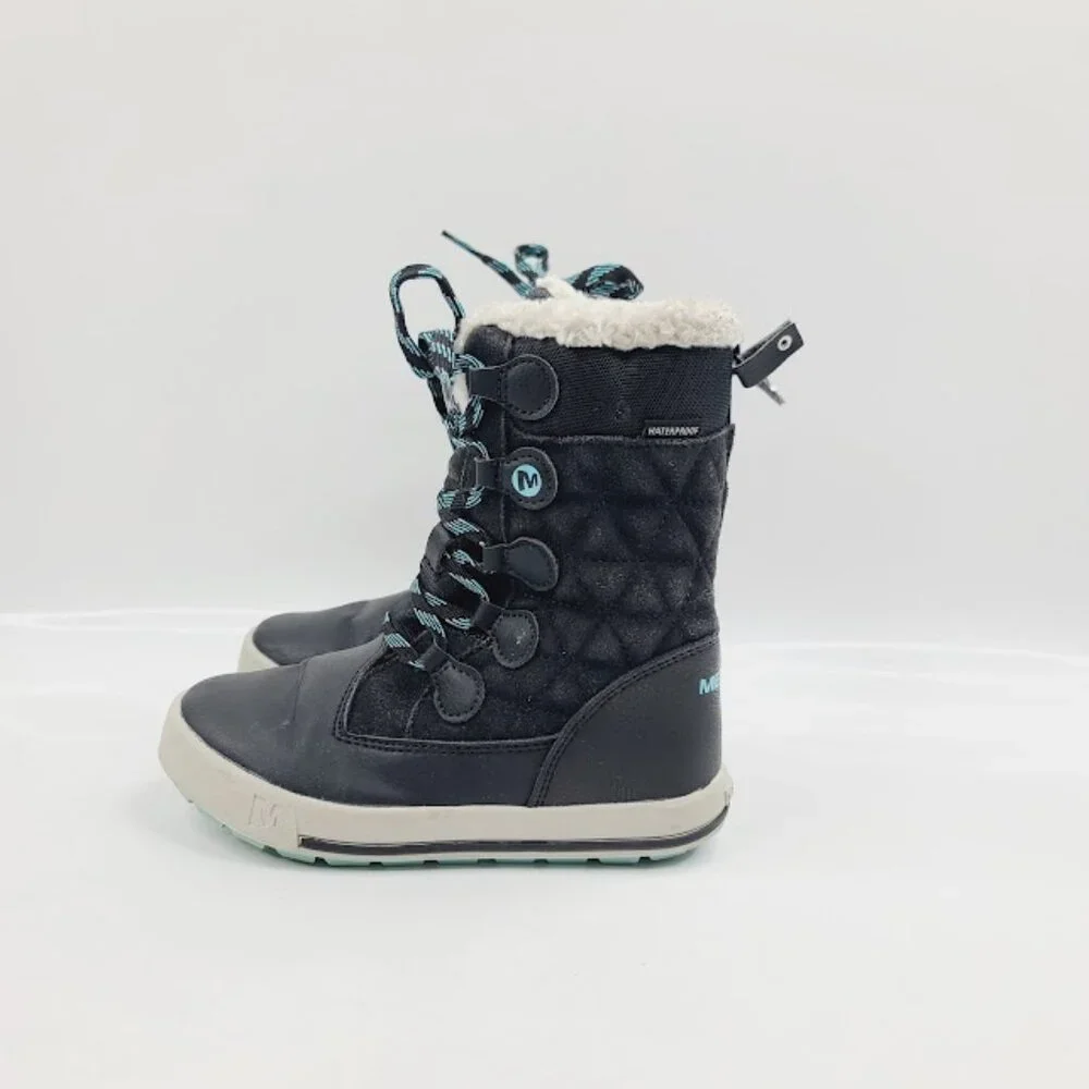 Merrell Boy's Black Heidi Waterproof‎ Lace Up Ankle Snow Boot Size 12M